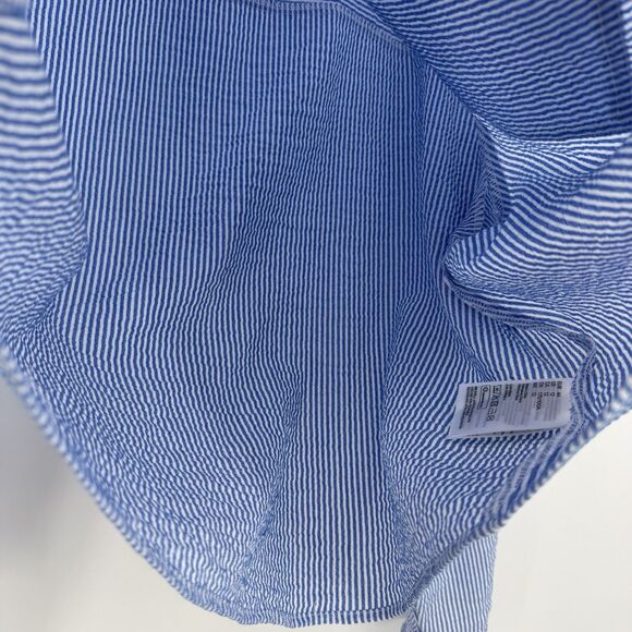 H&M Blue & White Pinstripe Button Front Tie Top Size US 12 - Picture 6 of 10